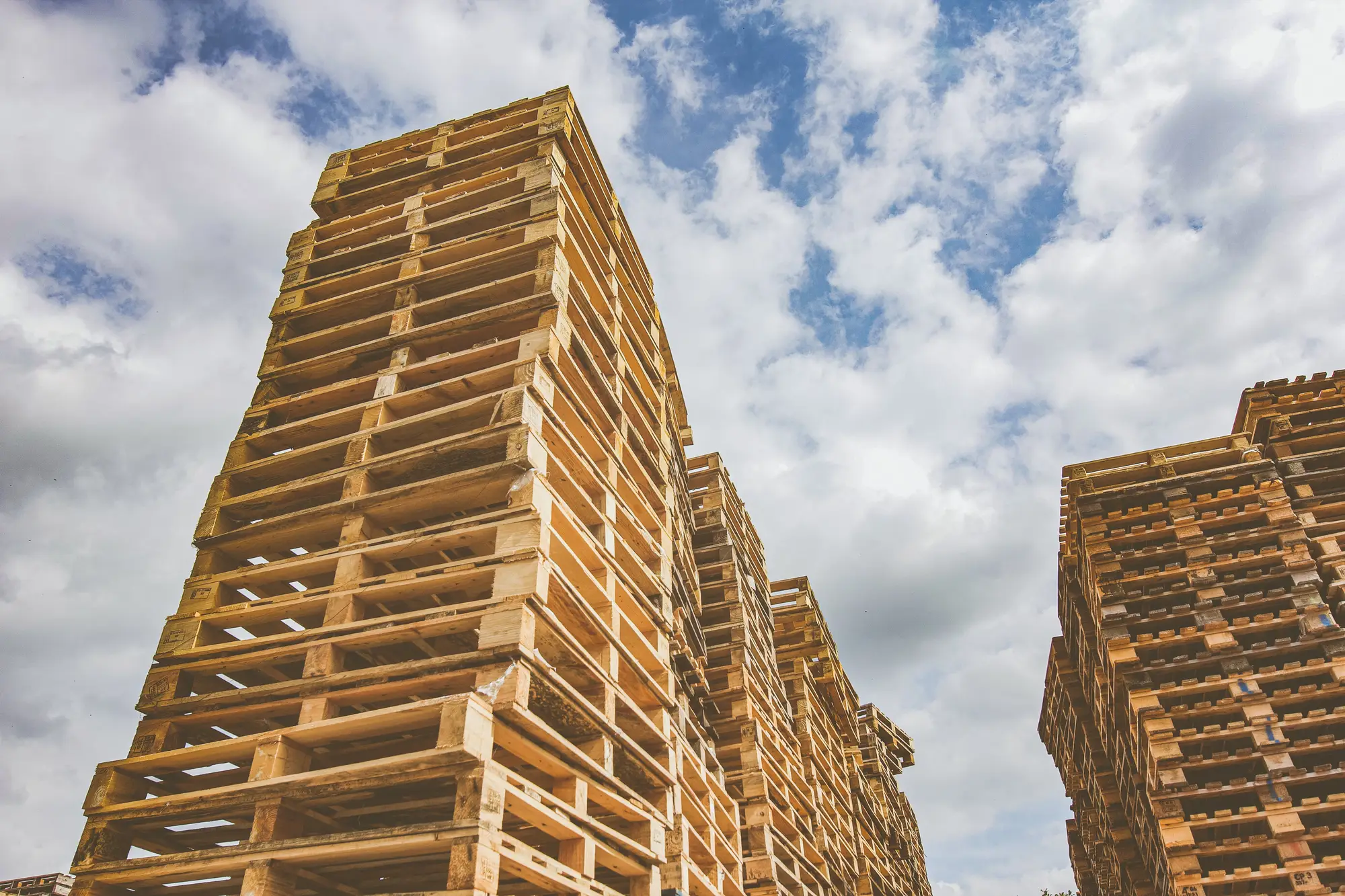 Stack of outdoor timber pallets